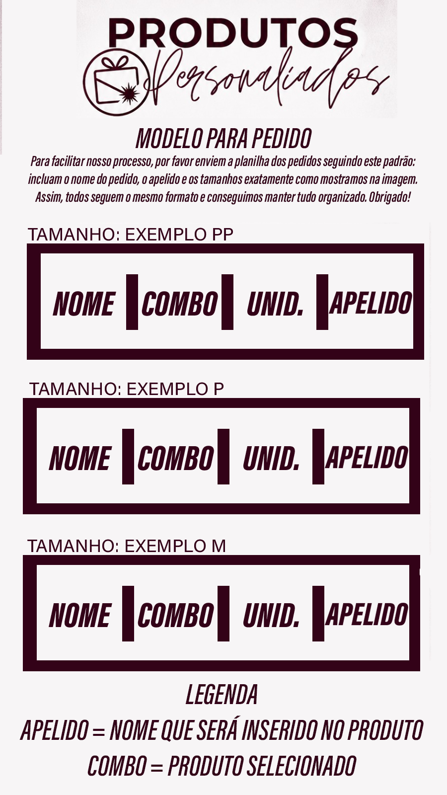 Modelo de pedido para Terceirão